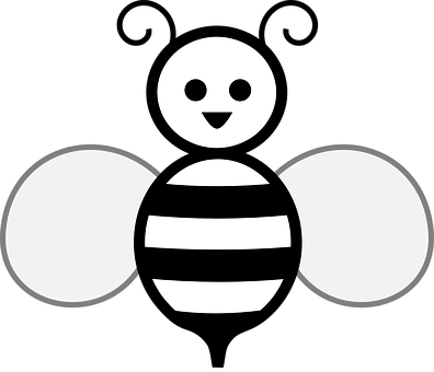 Stylized Bee Icon Black Background PNG with transparent background