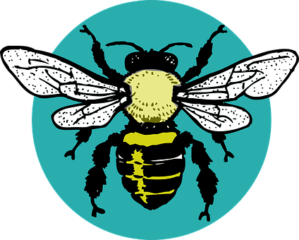 Stylized Bee Illustration PNG with transparent background