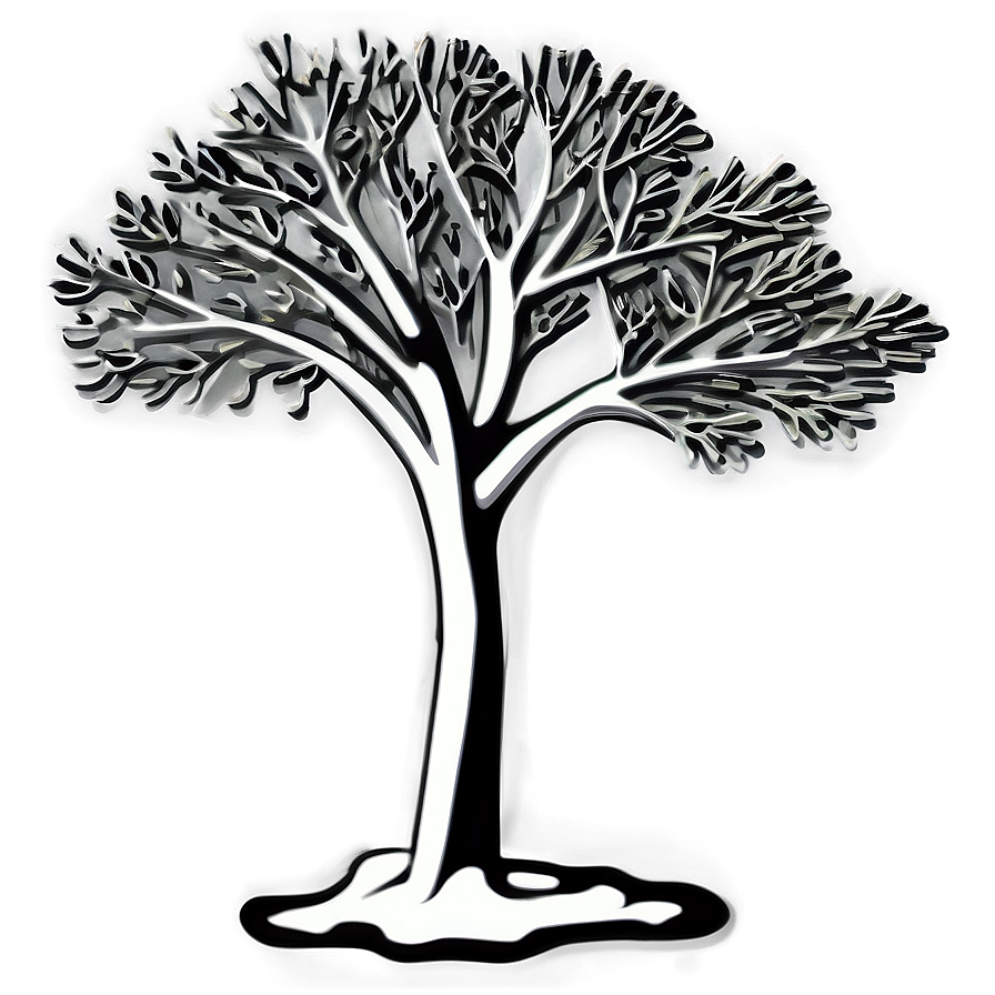 Stylized Black And White Tree Graphic Png 17