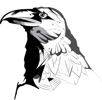 Stylized Black Crow Graphic PNG with transparent background