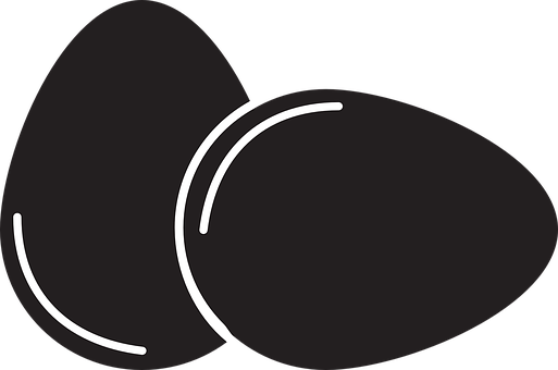 Stylized Black Eggs Vector Illustration PNG with transparent background