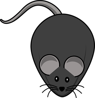 Stylized Black Mouse Graphic PNG with transparent background