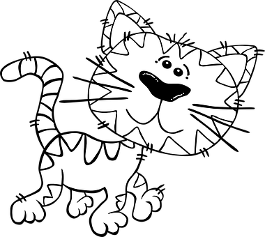 Stylized Blackand White Cat Illustration