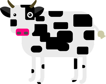 Stylized Blackand White Cow Illustration PNG with transparent background