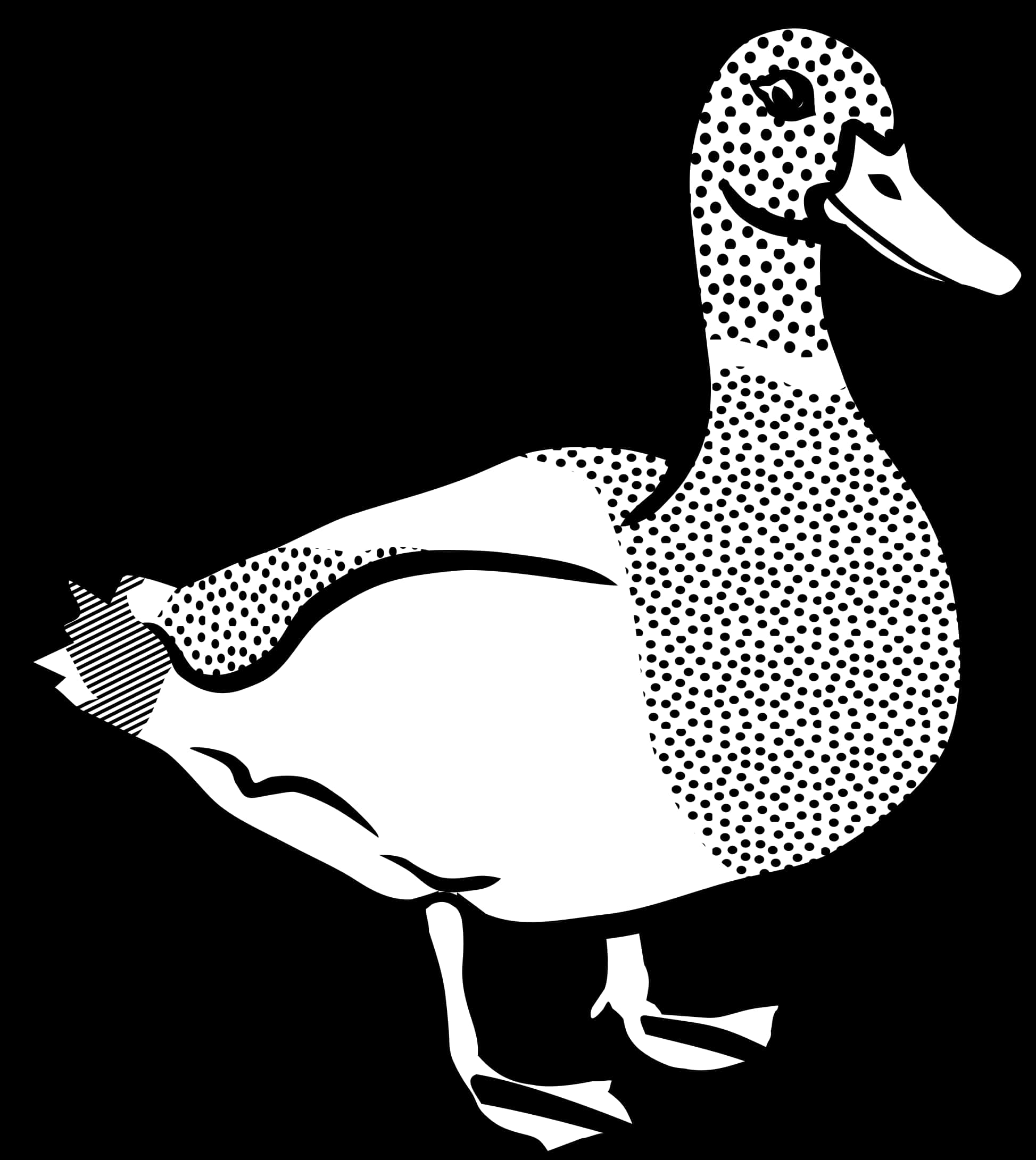 Stylized Blackand White Duck Illustration PNG with transparent background
