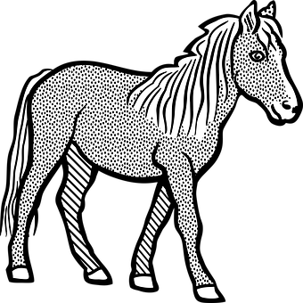 Stylized Blackand White Horse Illustration