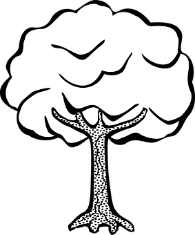 Stylized Blackand White Tree Illustration PNG with transparent background