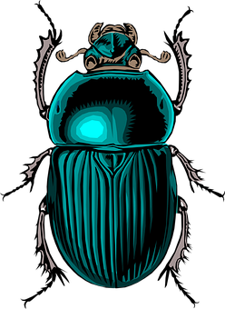 Stylized Blue Beetle Illustration PNG with transparent background