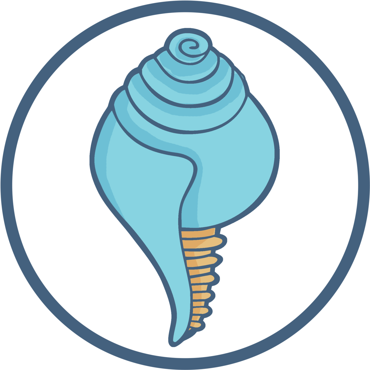 Stylized Blue Conch Shell Illustration