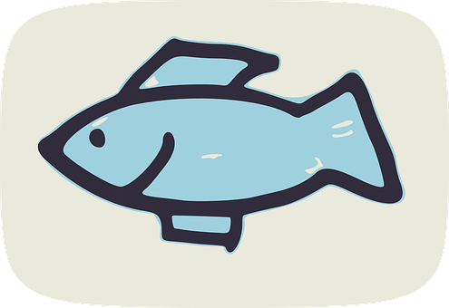 Stylized Blue Fish Illustration PNG with transparent background