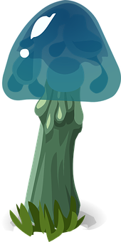 Stylized Blue Mushroom Illustration PNG with transparent background