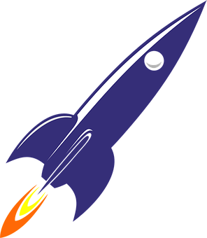Stylized Blue Rocket Vector PNG with transparent background