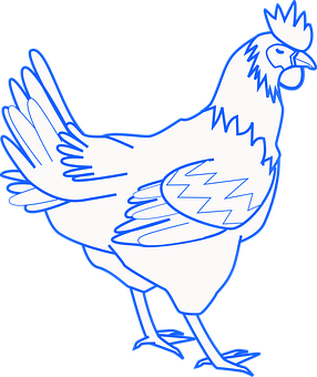 Stylized Blue Rooster Illustration PNG with transparent background