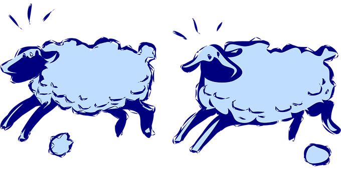 Stylized Blue Sheep Illustration PNG with transparent background