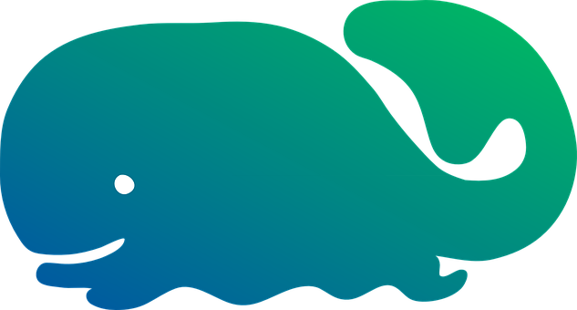 Stylized Blue Whale Graphic PNG with transparent background