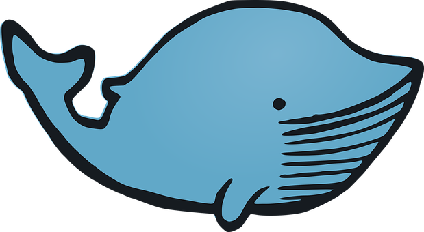 Stylized Blue Whale Graphic PNG with transparent background