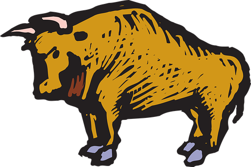 Stylized Brown Bull Illustration PNG with transparent background