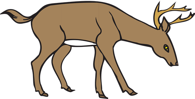 Stylized Brown Deer Illustration PNG with transparent background