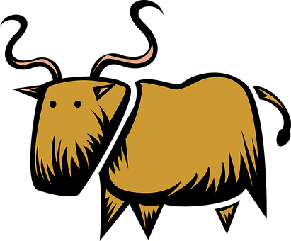 Stylized Brown Yak Illustration PNG with transparent background