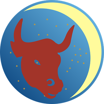 Stylized Bull Crescent Moonand Stars PNG with transparent background