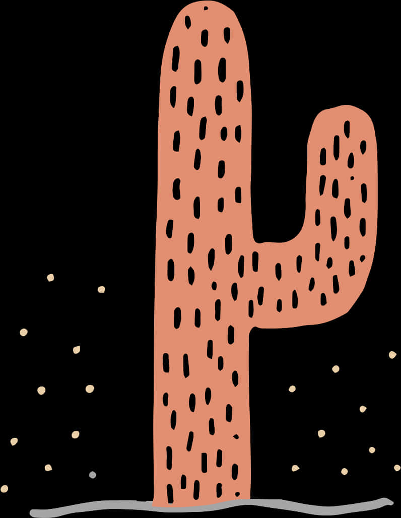 Stylized Cactus Illustration PNG with transparent background