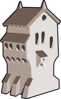 Stylized Cartoon Castle Illustration PNG with transparent background