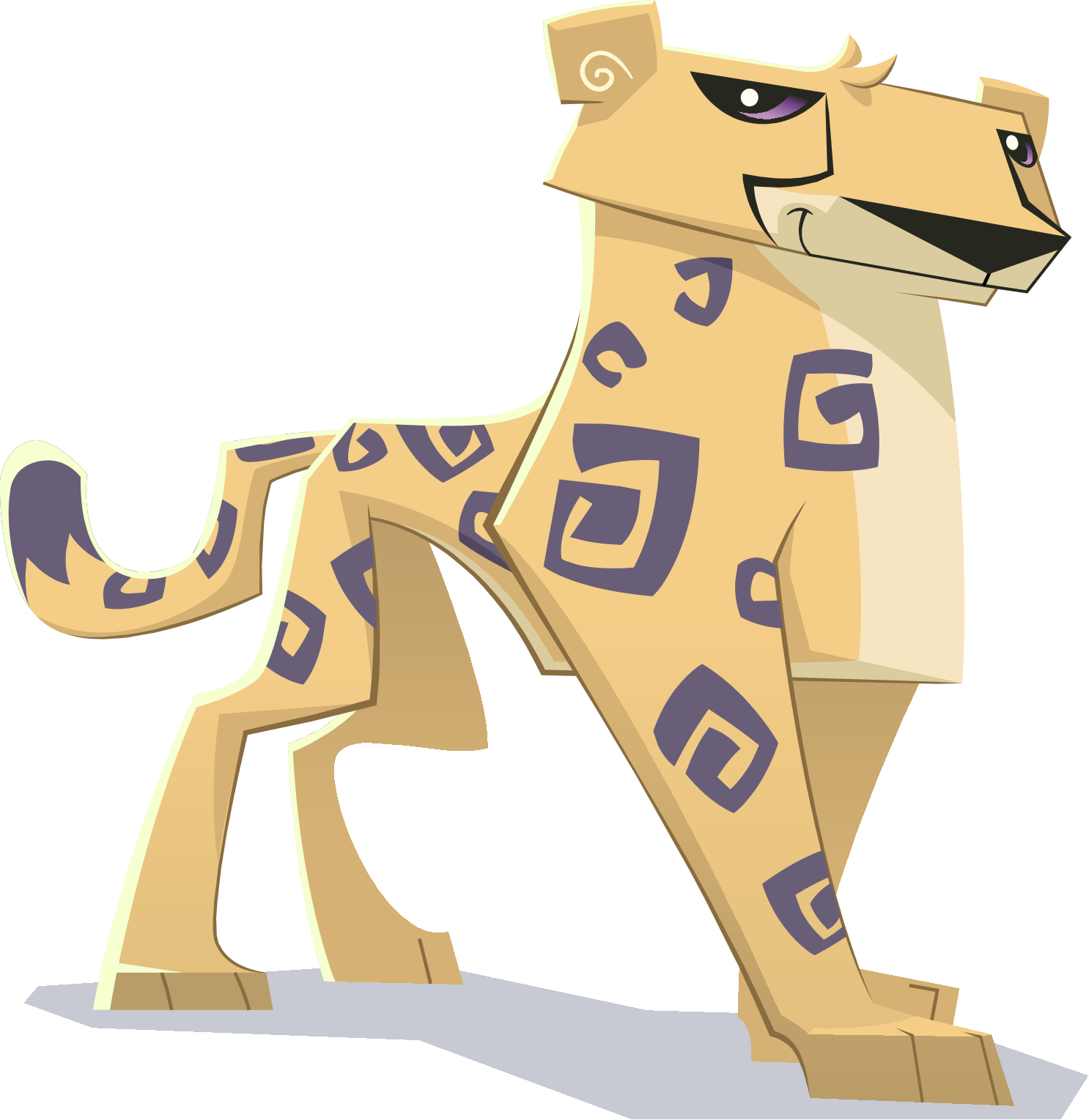 Stylized Cartoon Cheetah Illustration PNG with transparent background