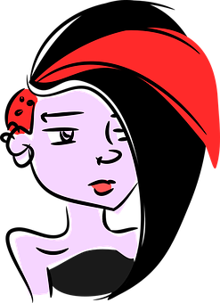 Stylized Cartoon Girlwith Red Hat PNG with transparent background