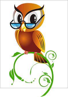 Stylized Cartoon Owlwith Glasses PNG with transparent background
