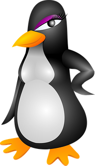 Stylized Cartoon Penguin PNG with transparent background