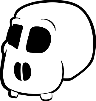 Stylized Cartoon Skull Graphic PNG with transparent background
