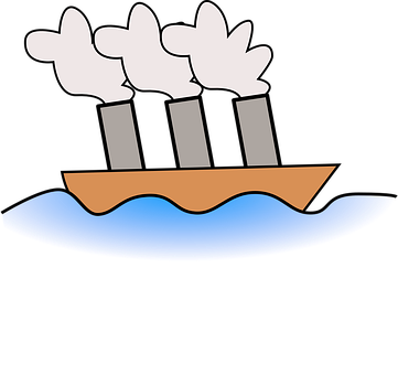 Stylized Cartoon Steamship Vector PNG with transparent background