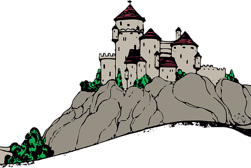 Stylized Castle Illustration PNG with transparent background