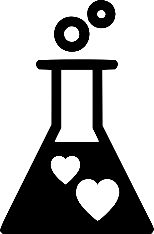 Stylized Chemistry Flask With Heartsand Circles