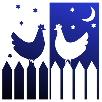 Stylized Chickens Nighttime Silhouette PNG with transparent background
