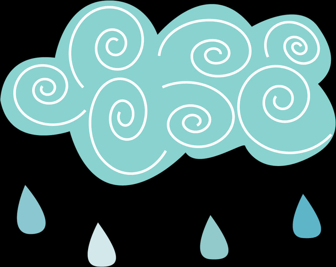 Stylized Cloud Raindrops Illustration PNG with transparent background