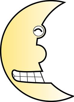Stylized Crescent Moon Face PNG with transparent background