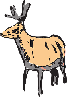 Stylized Deer Illustration PNG with transparent background