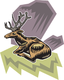 Stylized Deer Illustration PNG with transparent background