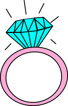 Stylized Diamond Ring Illustration PNG with transparent background