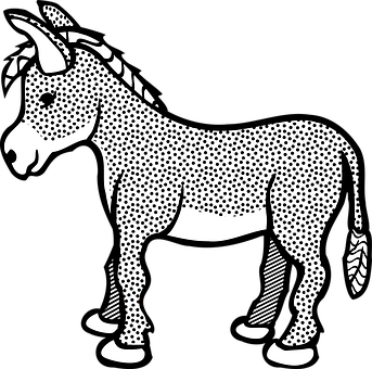 Stylized Donkey Illustration PNG with transparent background