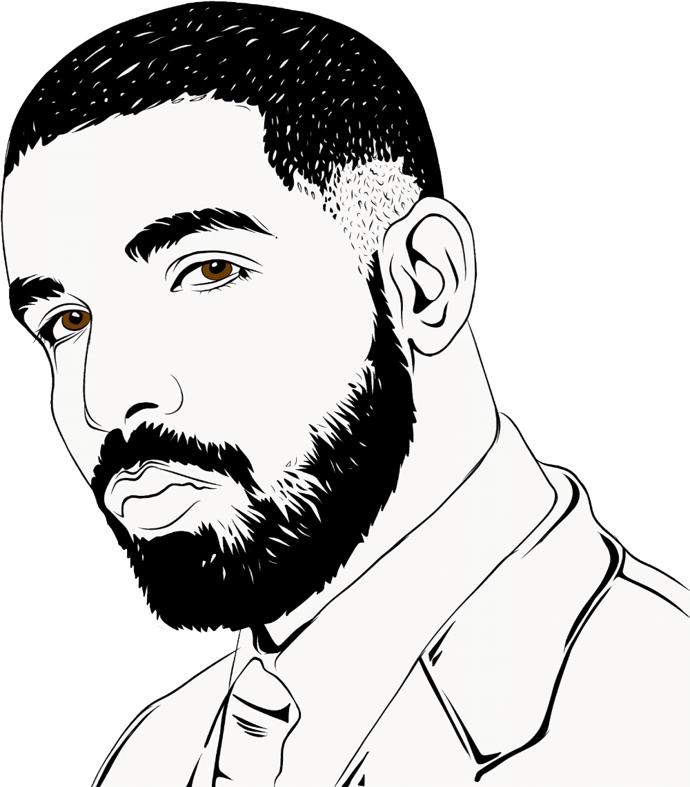 Stylized Drake Portrait PNG with transparent background