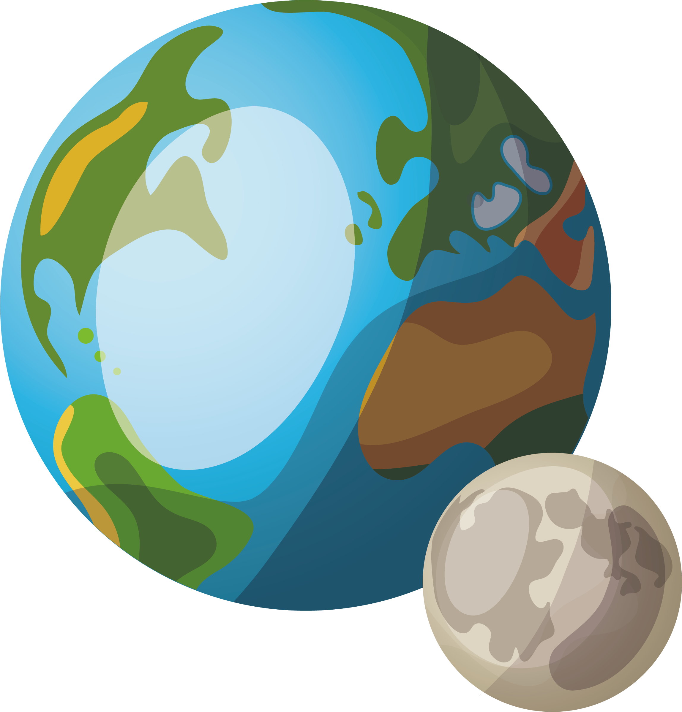 Stylized Earthand Moon Illustration PNG image with a transparent background, free high-resolution download