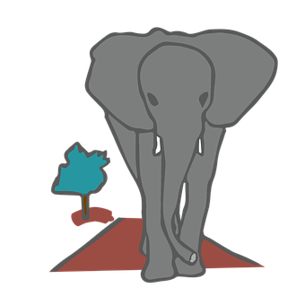 Stylized Elephant Graphic PNG with transparent background