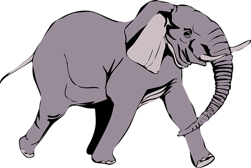 Stylized Elephant Illustration PNG with transparent background