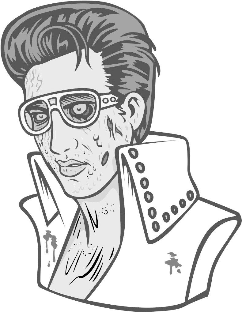 Large Bw Zombie Elvis - Zombie Elvis Disgraceland, HD Png Download PNG with transparent background