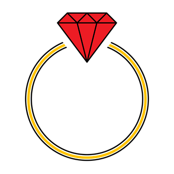 Stylized Engagement Ring Graphic PNG with transparent background