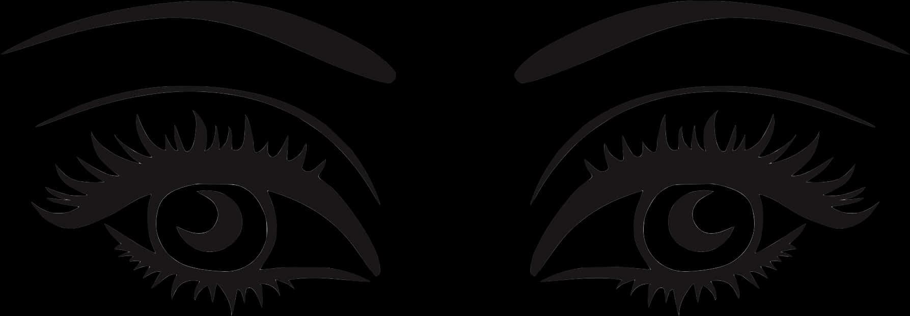 Stylized Eyelashesand Eyebrows Graphic