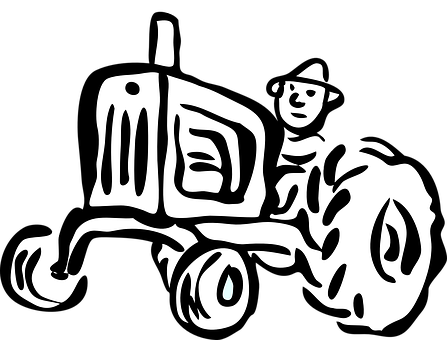 Stylized Farmer On Tractor PNG with transparent background
