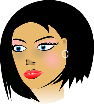 Stylized Female Face Vector PNG with transparent background